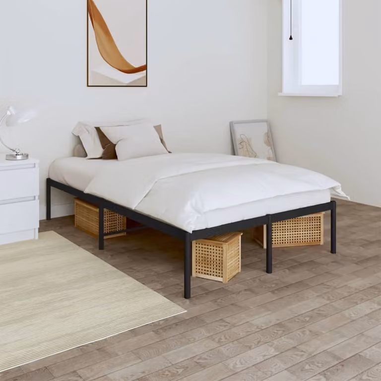 The Living Store Struttura letto in metallo nero 120x190 cm