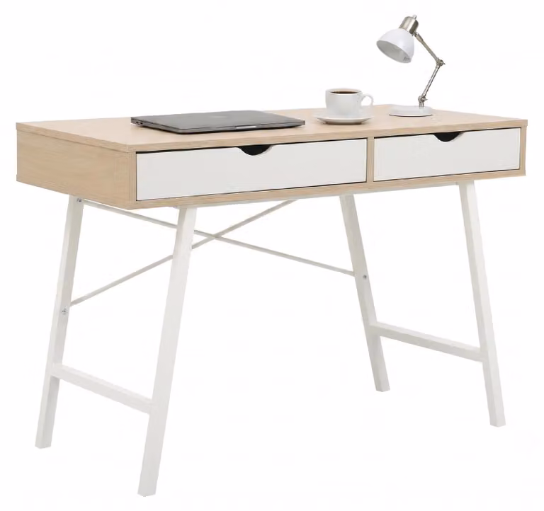 Scrivania con 2 cassetti, dimensioni 100x48x76 cm, finitura rovere Sonoma