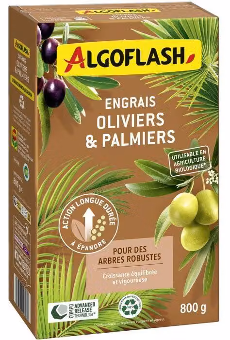 Fertilizzante per palme, ALGOFLASH Naturasol, Olivi e palme, 800 g, UAB