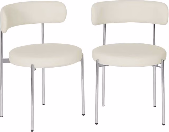 Set di 2 sedie rotonda vintage in acciaio cromato e similpelle ,