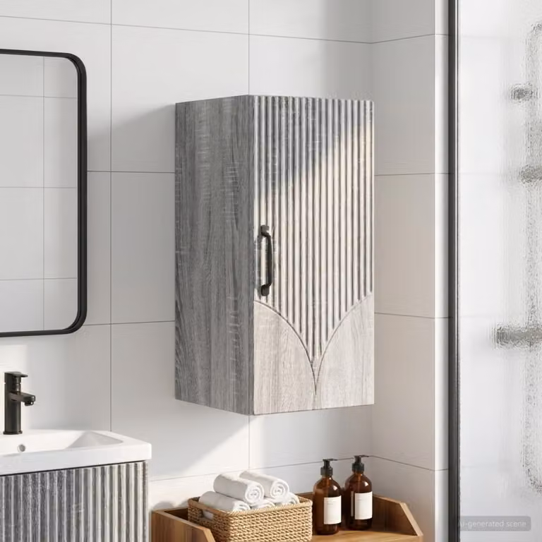 Armadio da bagno a muro vidaXL HOORN moderno in legno e MDF grigio L: 30 cm, P: 31 cm, H: 59 cm