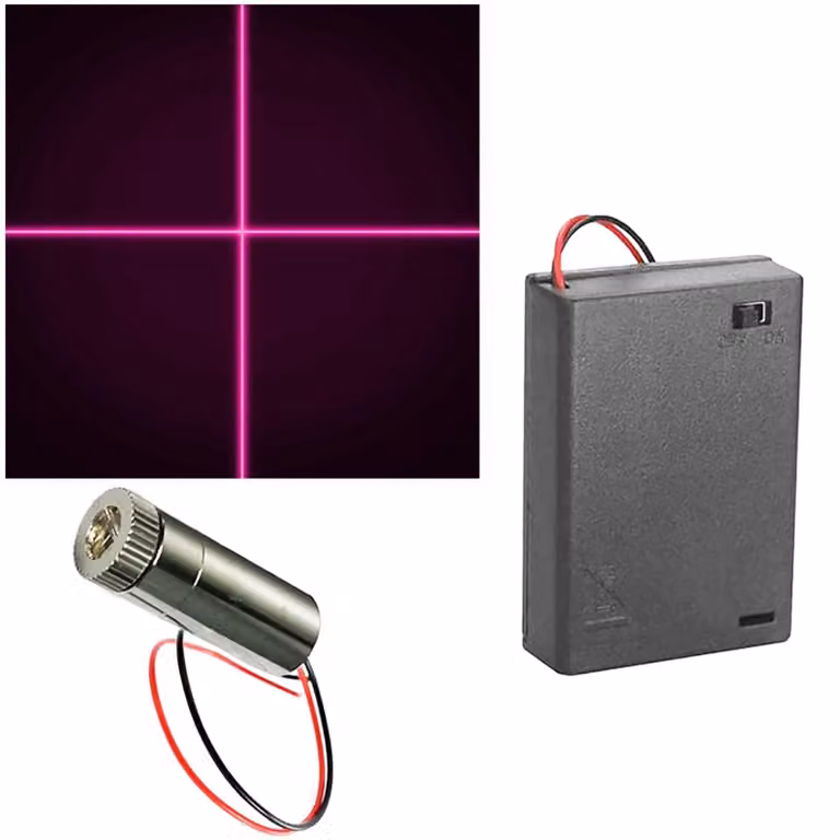 Modulo laser a croce, 405 nm, 3-5V, colore viola, con supporto per batteria