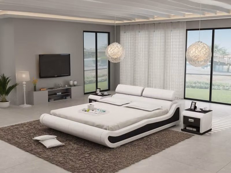 Luxus Leder Bett Design Polster Betten Doppel Modernes Ehe 140/160/180 LB8825