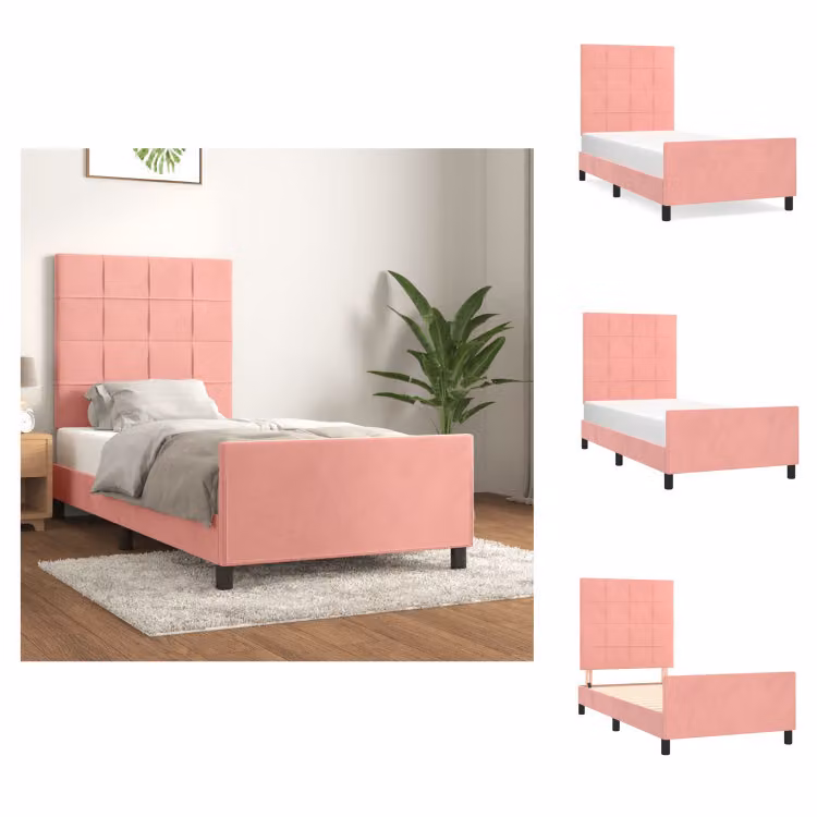vidaXL Letto con testiera in velluto rosa 90x190 cm - Letti & Reti