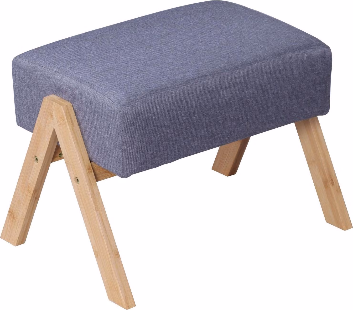 Pouf poggiapiedi con piano in tessuto e gambe in bambù