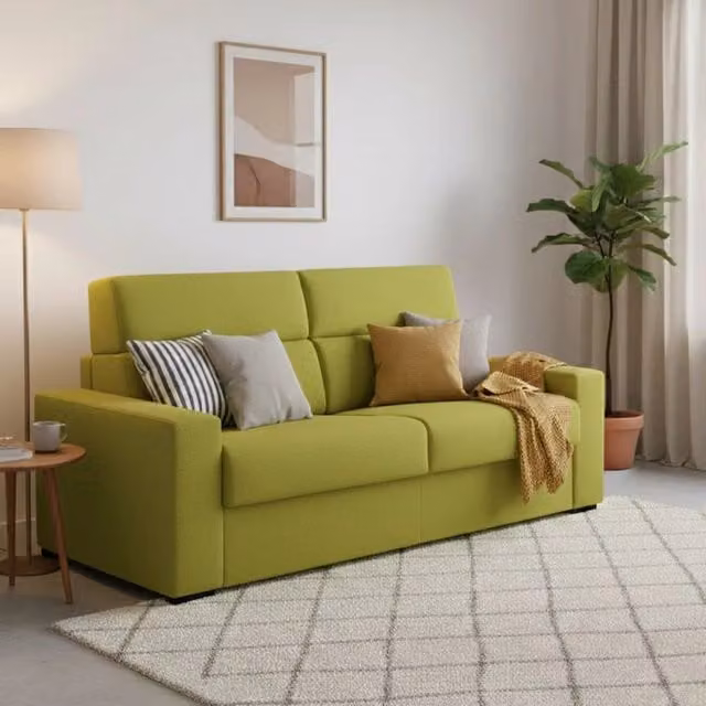 Divano Letto 3 Posti Quindici DMORA Made in Italy, Verde, L: 220 cm, P: 95 cm
