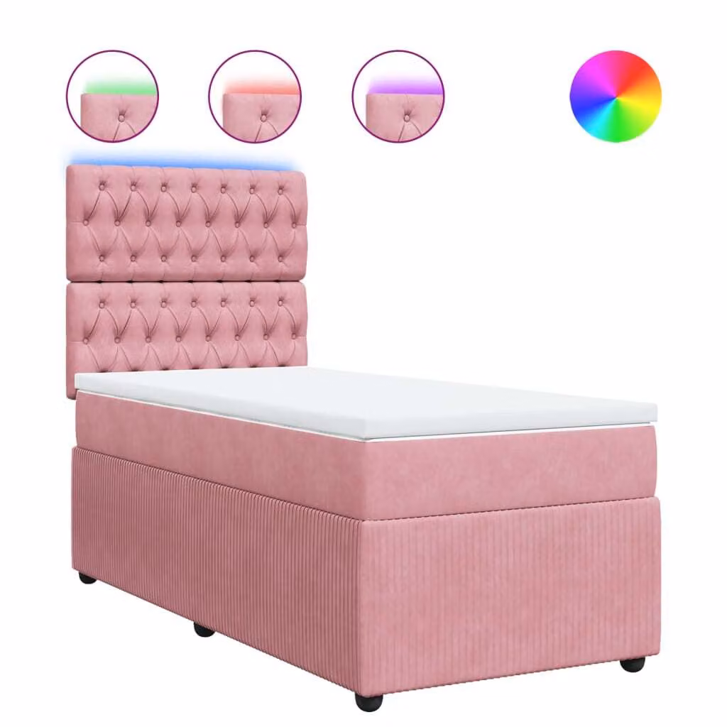 Giroletto a Molle con Materasso Rosa 80x200 cm in Velluto