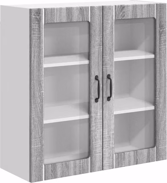 Mobile base da cucina moderno HELLOSHOP26 in legno composito grigio con ante scorrevoli L/P/H: 80 x 31 x 80 cm