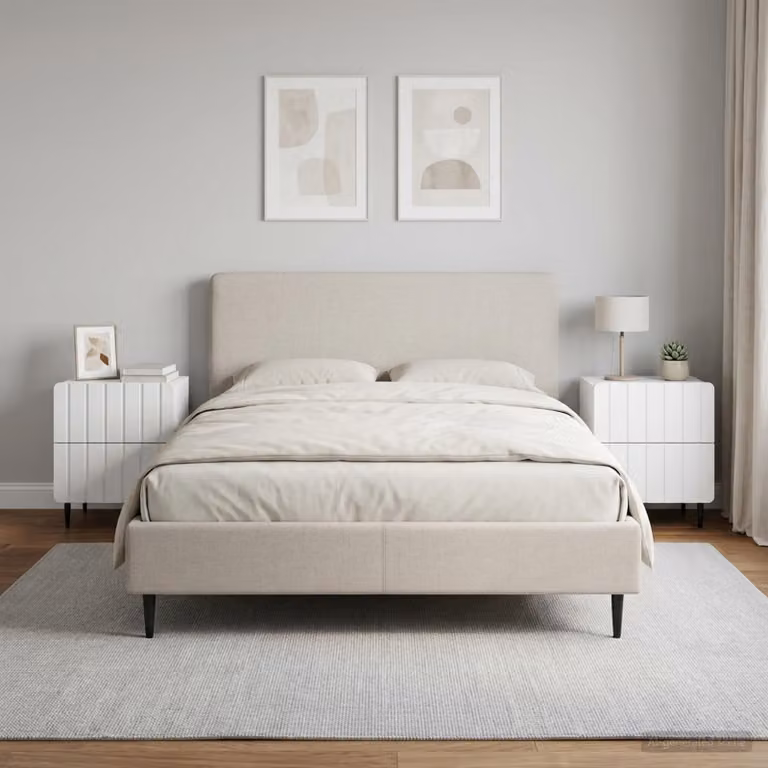 Set di 2 Armadi da Notte vidaXL Bianchi Moderni in MDF e Metallo L/P/H: 43 x 34,5 x 49,5 cm