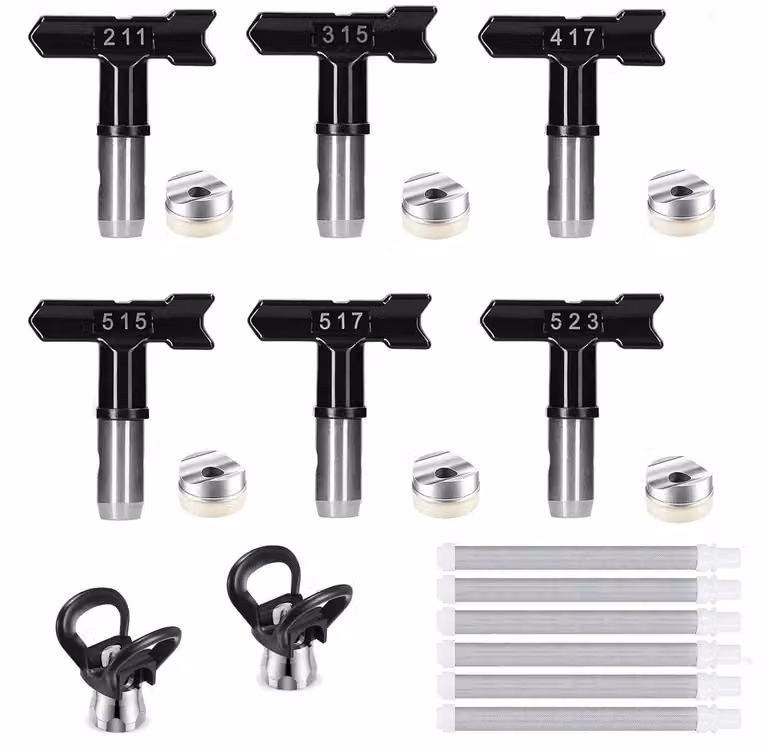 Set di 6 ugelli per verniciatura a spruzzo senza aria, con guarnizioni per pistole a spruzzo