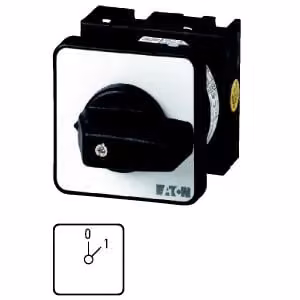 Interruttore on-off Eaton, T0, 20 A, da incasso, 2 moduli, contatti: 4, 45°, con scatto, con posizione 0, 0-1, codice articolo 15404 083941
