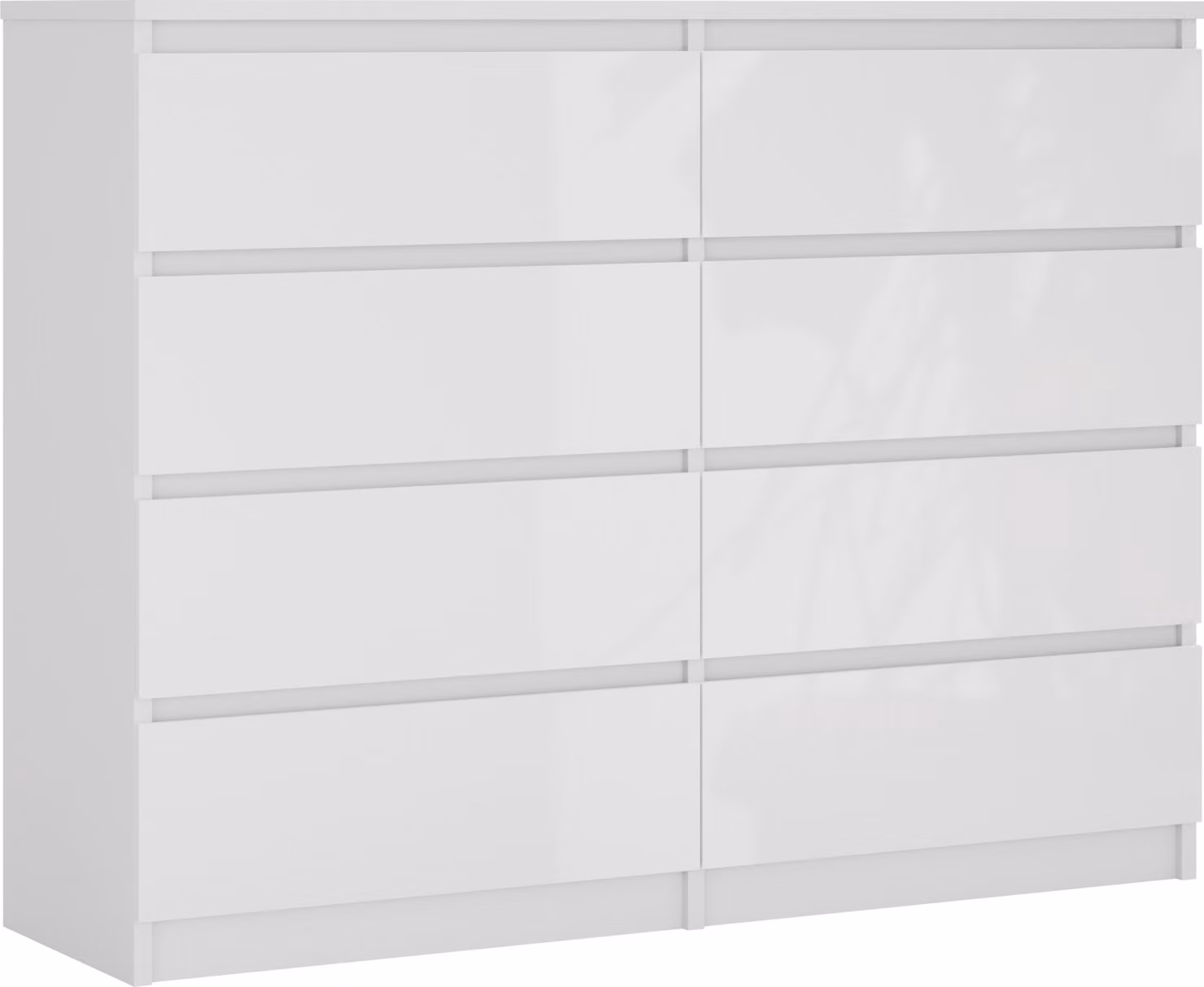 Cassettiera 8 cassetti, colore: bianco opaco / bianco lucido, 120 x 101 x 39 cm
