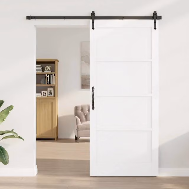 Porta Interna Scorrevole in Legno Rustico Bianco vidaXL L: 93 cm, H: 211 cm