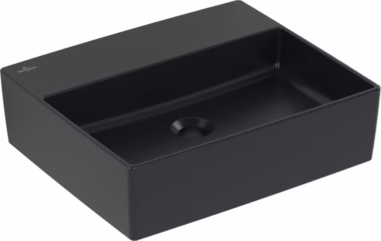 V&B Memento 2.0 lavabo da appoggio senza sfioratore, nero puro C-plus, 50x42cm