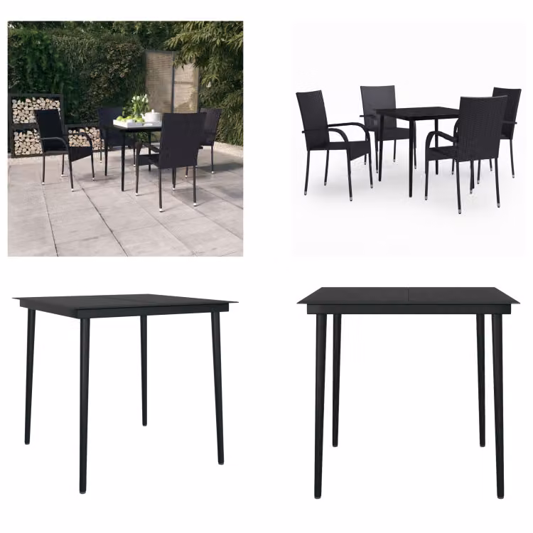 vidaXL Set da pranzo da giardino 5 pezzi nero - Set da pranzo da giardino - Set da pranzo da giardino - Set di mobili da giardino - Set di mobili da giardino