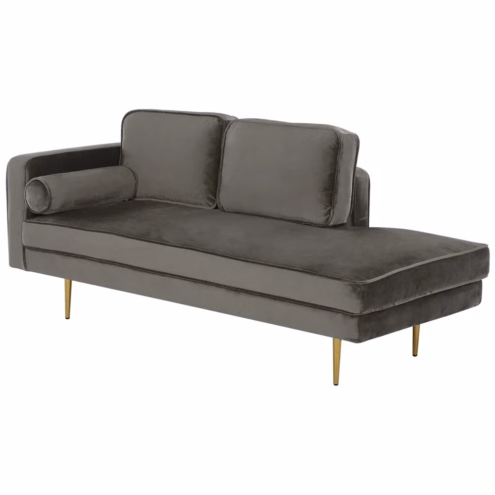 Chaise longue BELIANI in velluto beige e grigio con orientamento a sinistra, design moderno con struttura in legno e gambe in metallo, L/P/H: 171 x 79 x 63 cm – 2