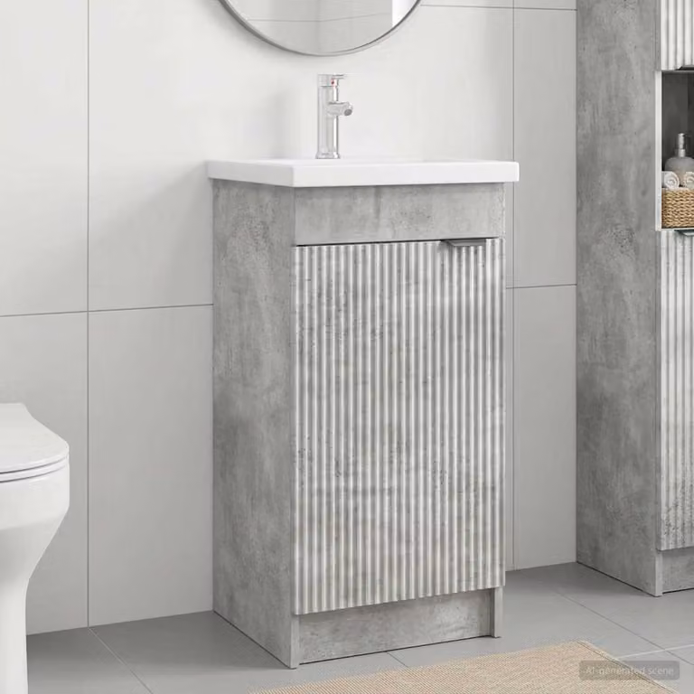 Mobile da bagno con lavabo vidaXL moderno in MDF e metallo, Grigio e Nero, L: 42 cm, P: 40 cm, H: 84,5 cm