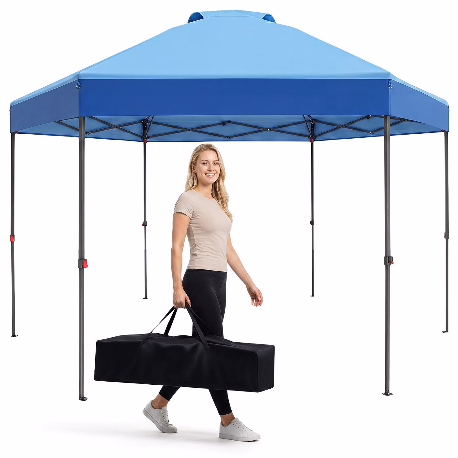 Gazebo COSTWAY 3,6x3,6 m, gazebo pop-up esagonale impermeabile, gazebo da giardino con altezza regolabile, parasole e borsa per il trasporto, tenda pieghevole per feste