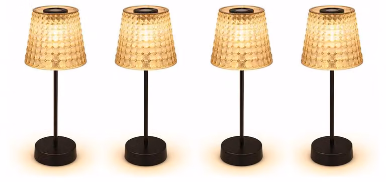 Set da 4 lampade solari a LED, lampade da tavolo, color fumo, H 29 cm