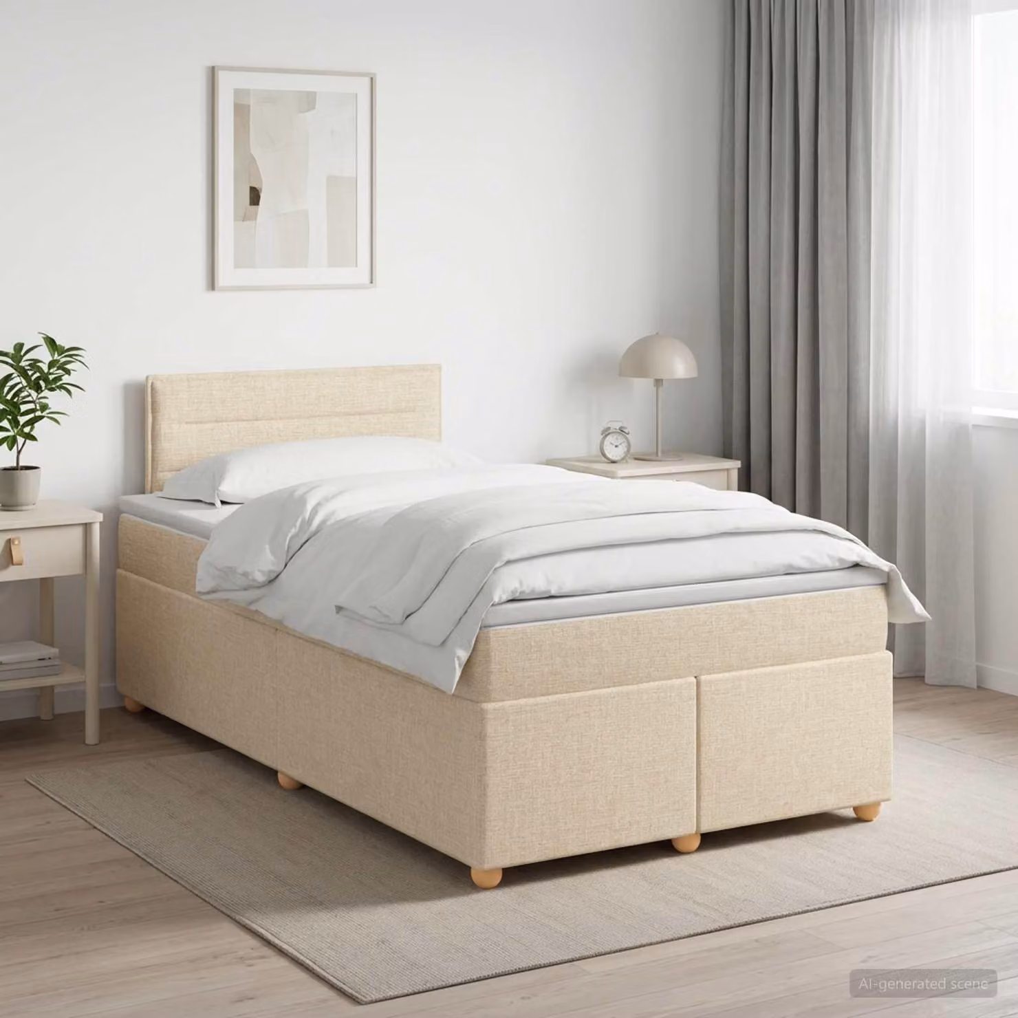 Maison Exclusive - Letto boxspring con materasso Crema 120 x 190 cm Tessuto