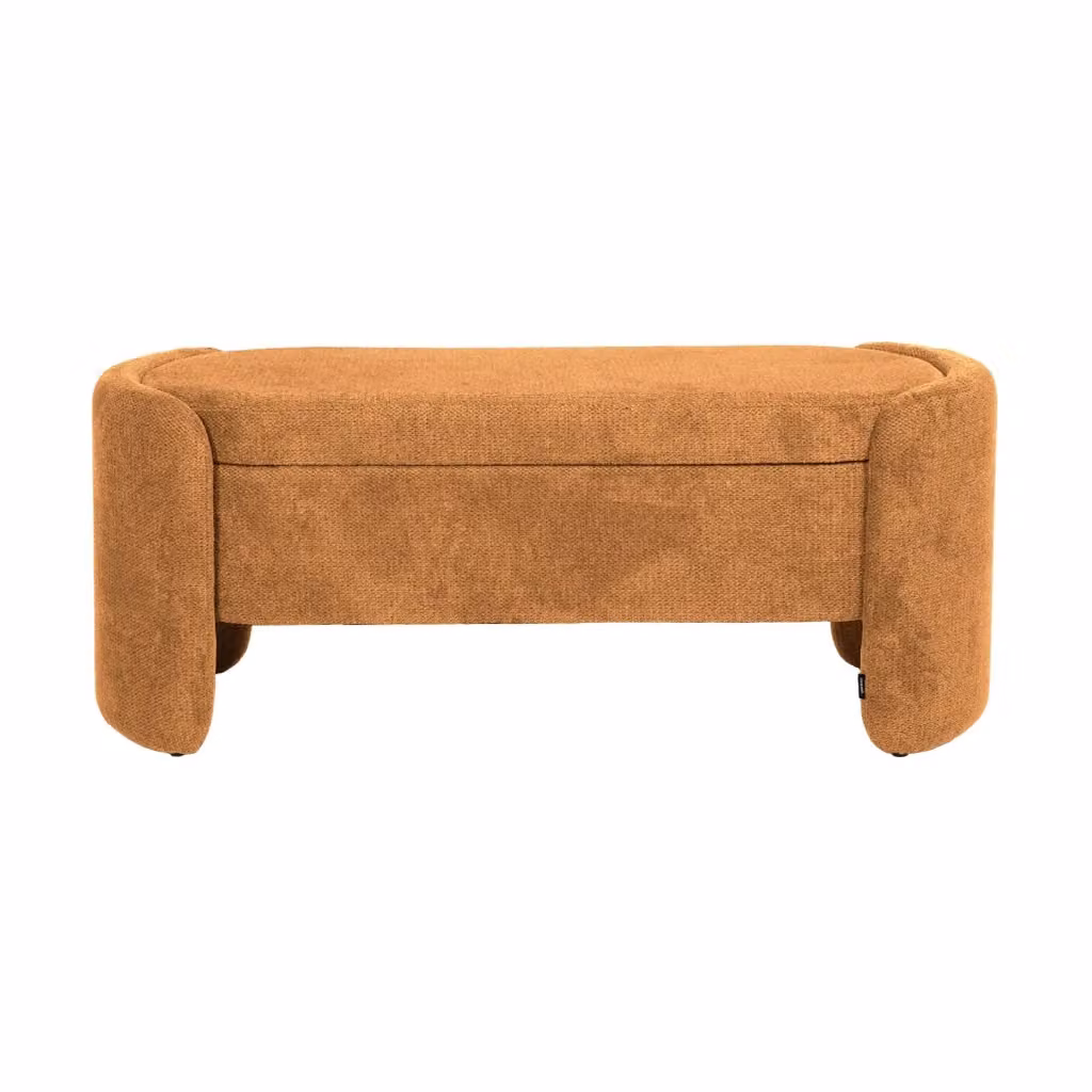 Panca contenitore Sweeek in tessuto color terracotta con base a sollevamento per camera da letto o soggiorno L: 110 cm, P: 45 cm, H: 42 cm – 2
