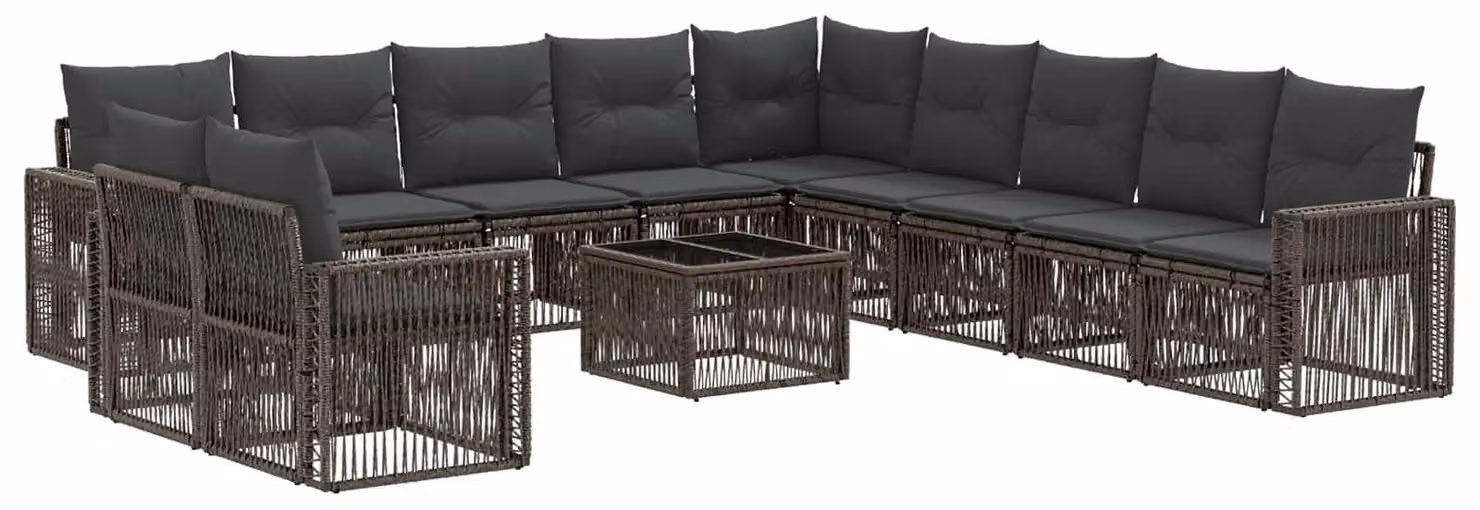 Set Divano da Giardino 12 pcs Grigio e Grigio Scuro polyrattan