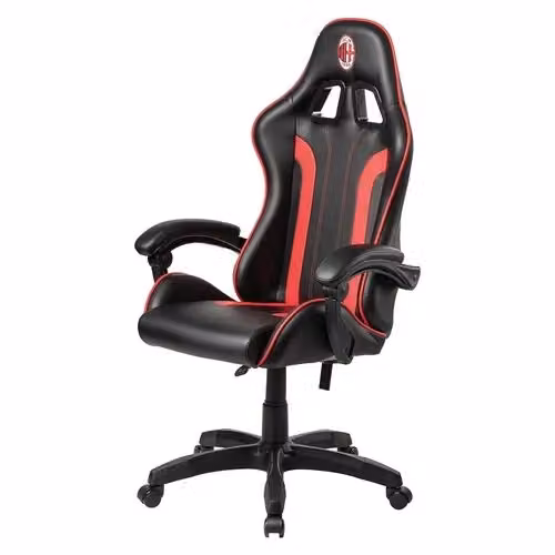 Sedia Gaming Qubick AC Milan Devils in Pelle Sintetica Nera e Rossa con Poggiatesta e Braccioli – 2