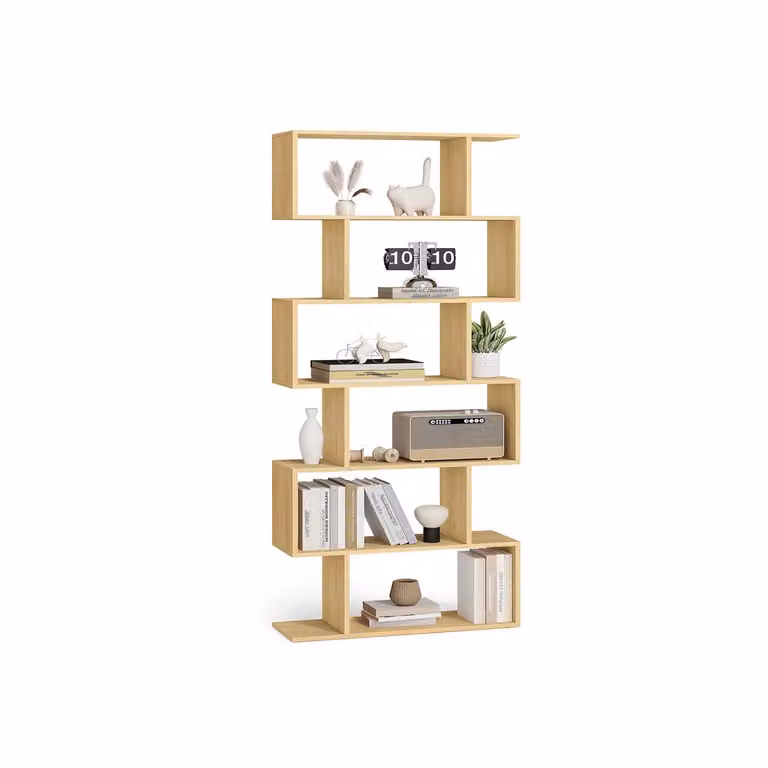 Scaffale con Ripiani Aperti in Legno, Rovere Naturale