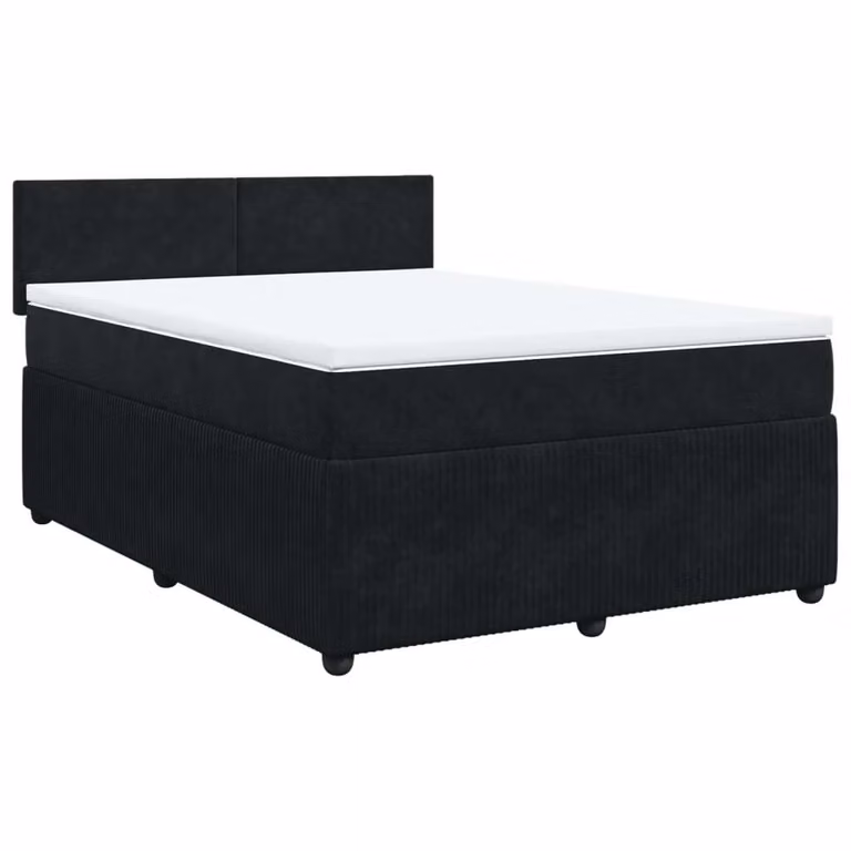Giroletto a Molle con Materasso Nero 140x200 cm in Velluto