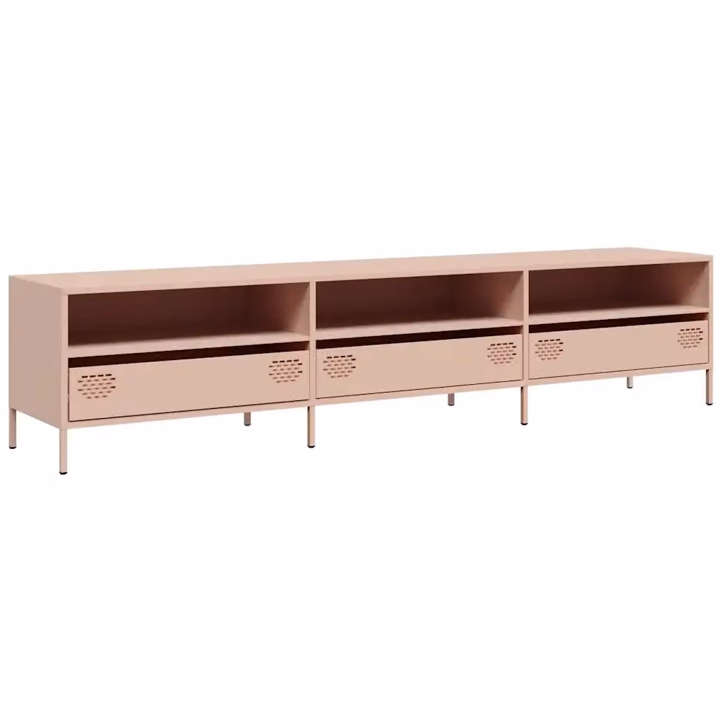 Mobile TV vidaXL in metallo rosa con scomparti multimediali L: 202 cm, P: 39 cm, H: 43,5 cm – 2