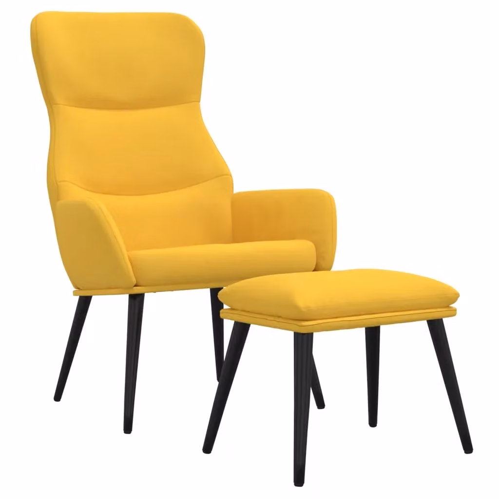 Poltrona Relax Recliner vidaXL con Poggiapiedi Giallo in Tessuto e Struttura in Metallo – 2