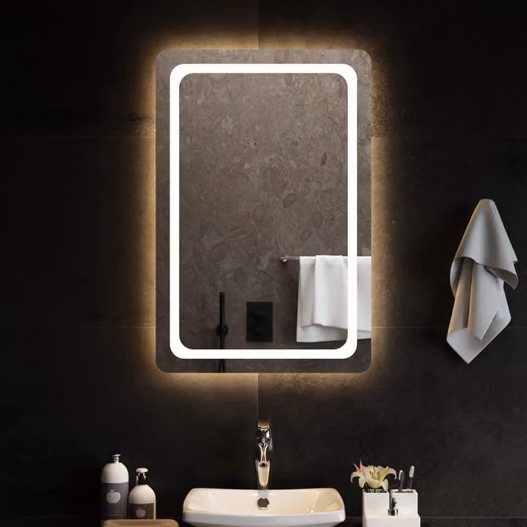 Specchio da bagno con luci LED vidaXL, design moderno, L: 60 cm, H: 90 cm