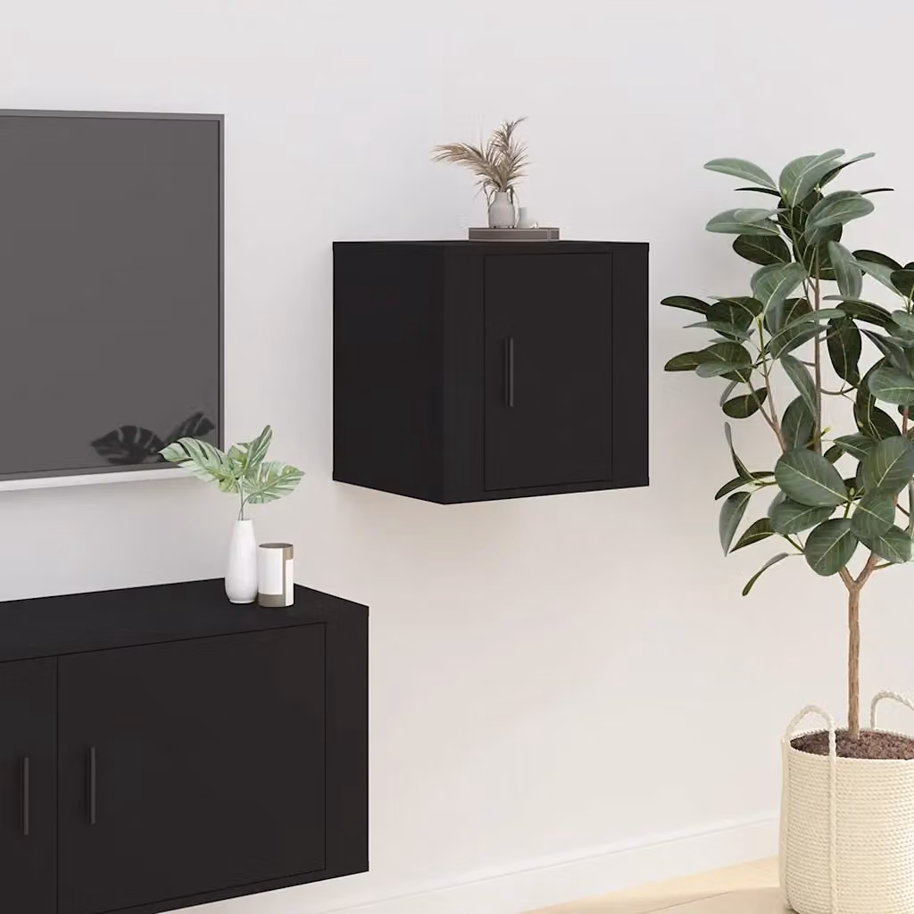 vidaXL Mobile Porta TV a Parete Nero in Legno e MDF L: 40 cm, P: 34,5 cm, H: 40 cm