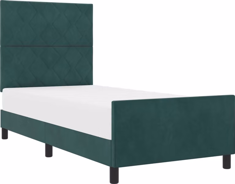 Letto a molle con testata verde scuro 100 x 200 cm in velluto