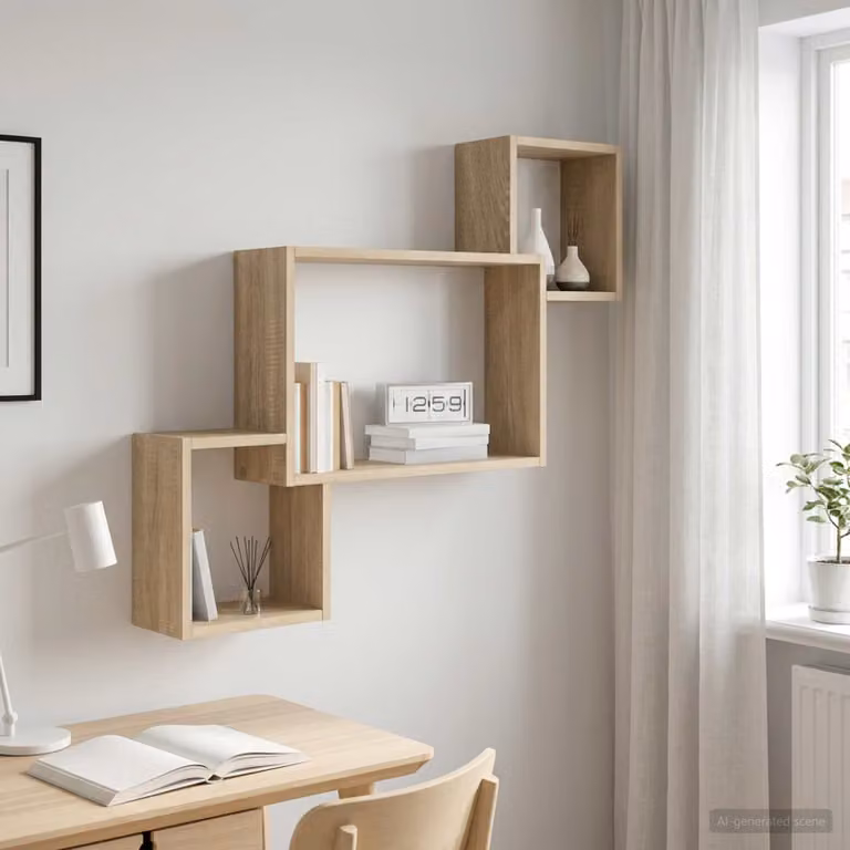Scaffale da parete moderno vidaXL in Rovere Sonoma, L: 91,5 cm, P: 15 cm, H: 76 cm