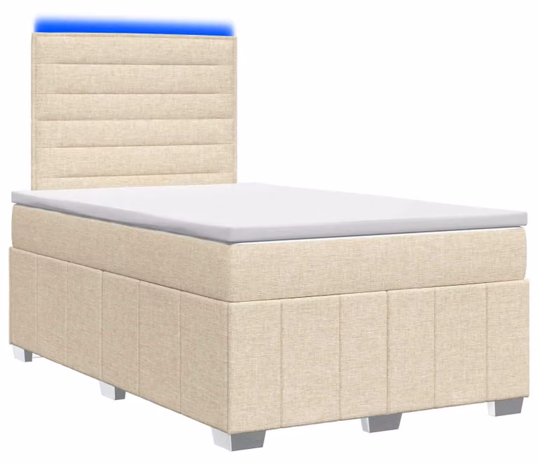 Letto boxspring LED con materasso Crema 120 x 190 cm Tessuto