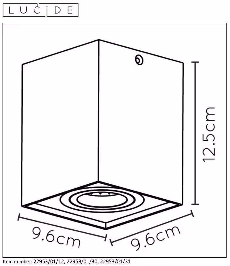 Lucide Spot de Plafond 22953/01/12 Tube Aluminium Brossé GU10 max50W Pivotant