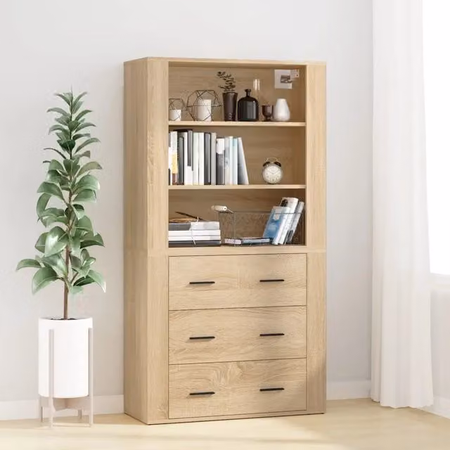 Credenza-Buffet-Armadio da cucina Rovere Sonoma in Legno Multistrato 141703