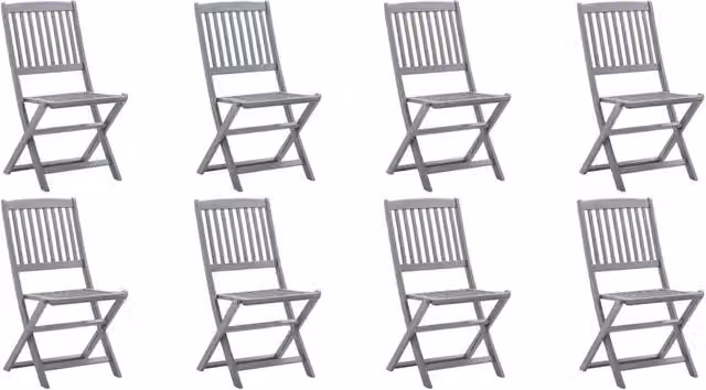 Set di 8 sedie pieghevoli vidaXL in legno di acacia con cuscini in tessuto resistente ai raggi UV per giardino e terrazza
