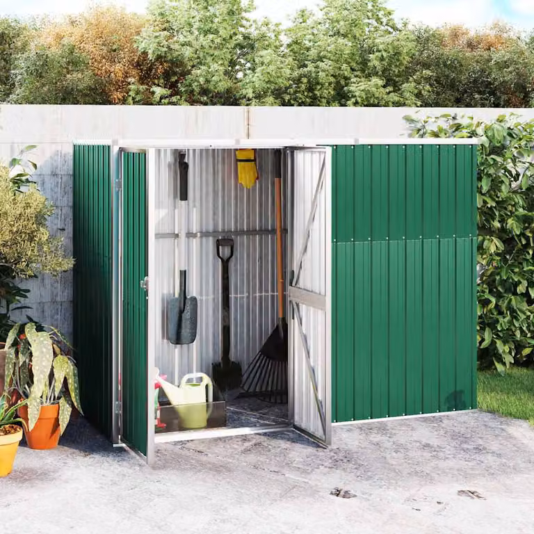 Capanno per attrezzi vidaXL in acciaio zincato verde L 225 cm x P 89 cm x H 161 cm