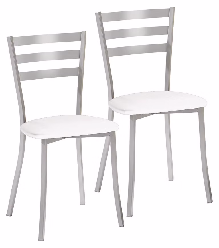 2 sedie da cucina, in metallo, colore bianco, altezza seduta 45 cm
