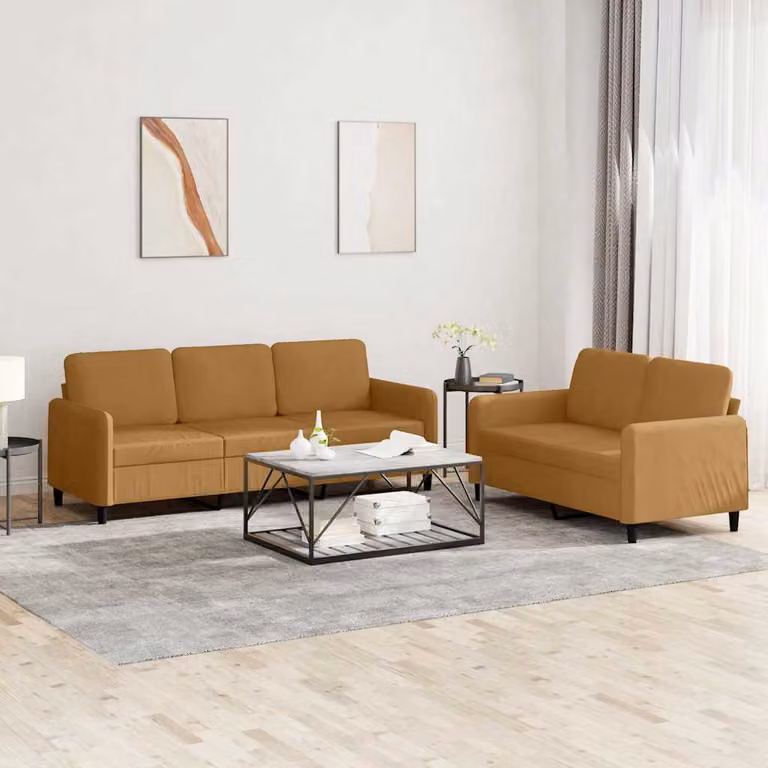 vidaXL Set di Divani 2 pz Marrone in Velluto
