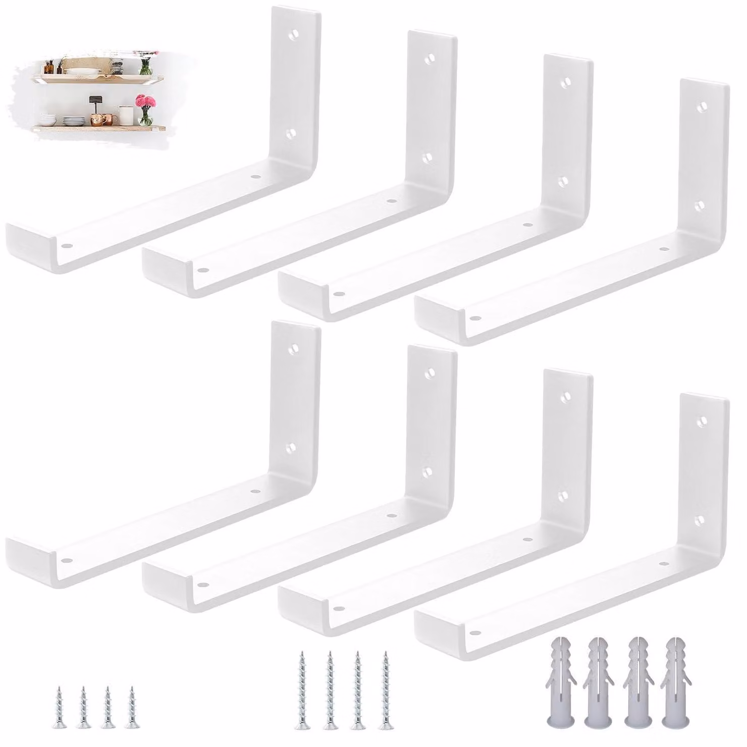 Elzusha - Set di 8 robusti supporti per mensole in acciaio