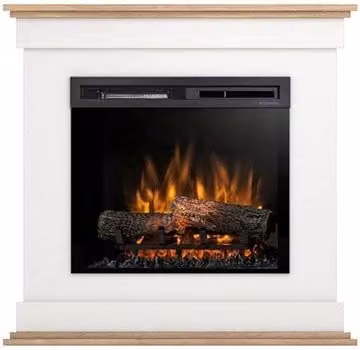 Caminetto elettrico a libera installazione con LED LENOX, 23 pollici, Bianco opaco, L: 93 cm, H: 90 cm, P: 29 cm