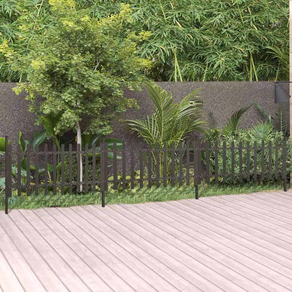 Set di 3 staccionata con montanti vidaXL in WPC colore antracite L: 614 cm, H: 80 cm