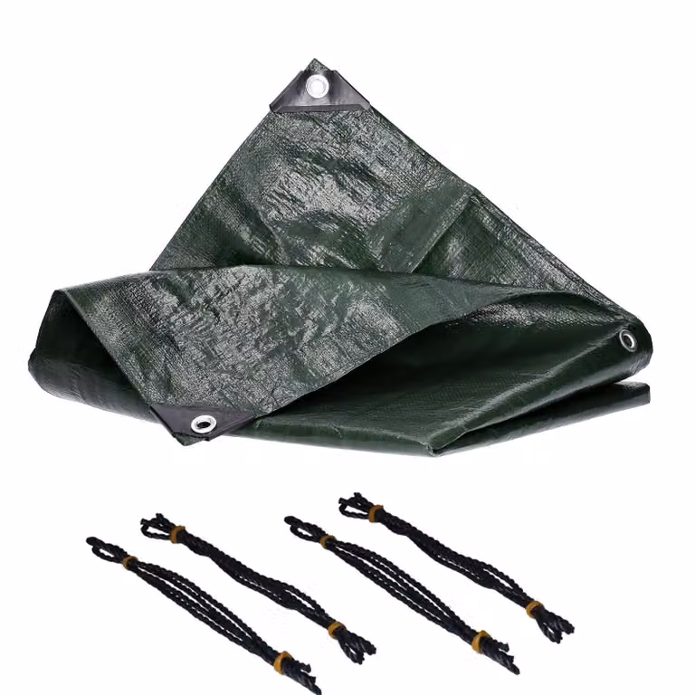 Telone di copertura, 2 x 3 metri, in tessuto da 260 g/m², verde, con corde di fissaggio incluse, rinforzi agli angoli e sui bordi