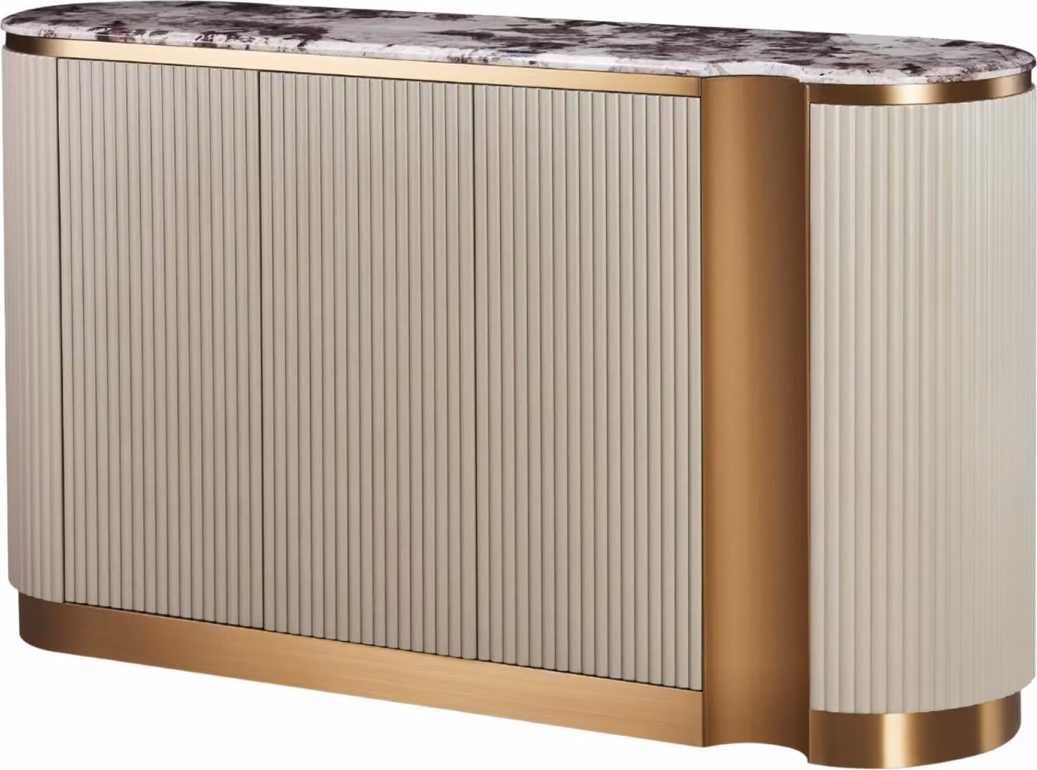 Credenza FURNLUX Stylish Beige And Marble White And Gold 158cm / Colore principale: Beige / Dimensioni: 158 x 88 x 40 cm