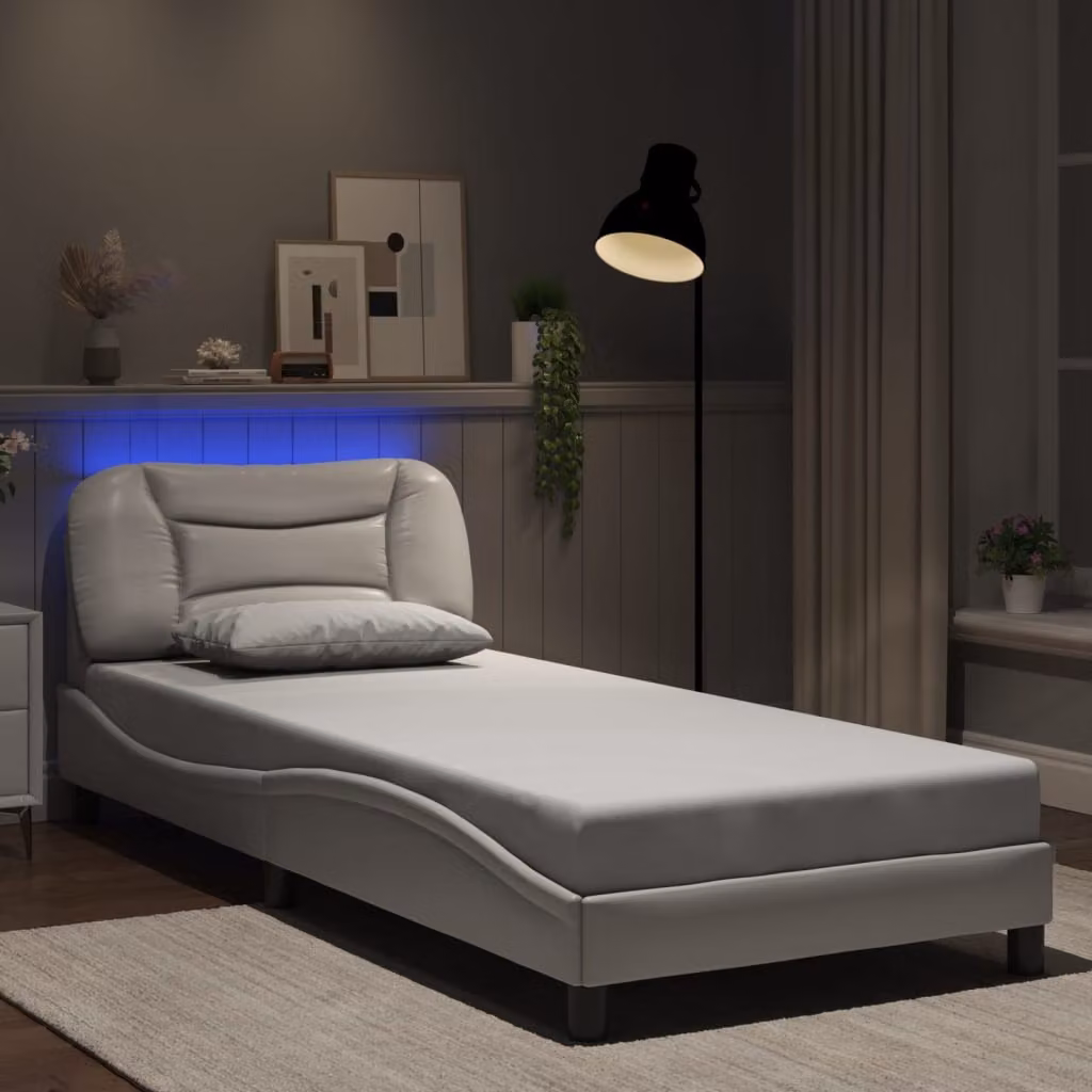 vidaXL Giroletto Hvar Bianco con LED e porta USB senza materasso L/P/H: 90 x 190 cm
