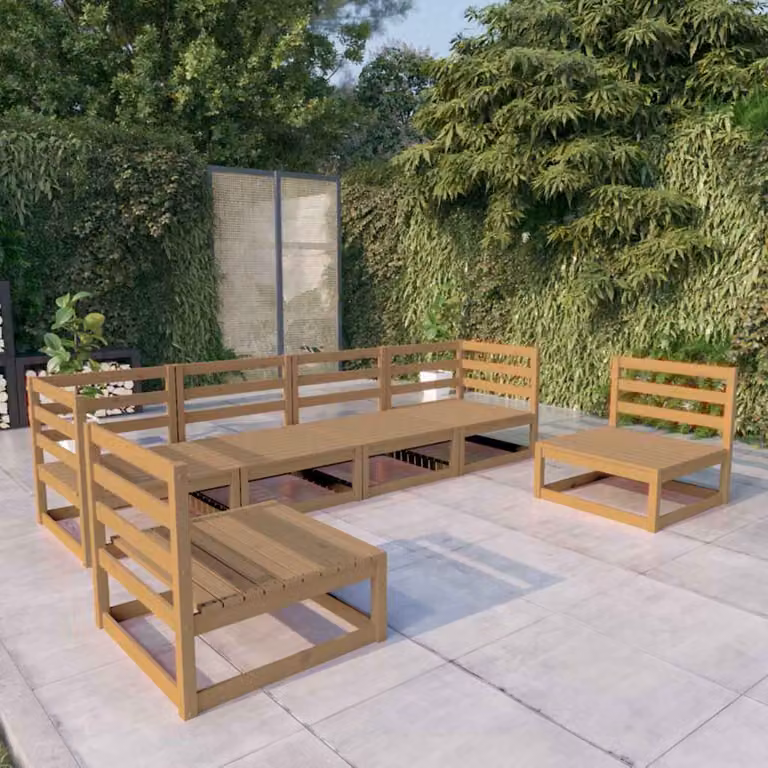 vidaXL Set Salotto da Giardino 6pz Marrone Ambra Legno Massello Pino