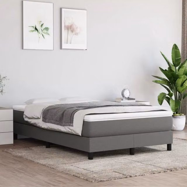 Giroletto a Molle con Materasso-Struttura Letto Grigio Scuro 120x200 cm Tessuto